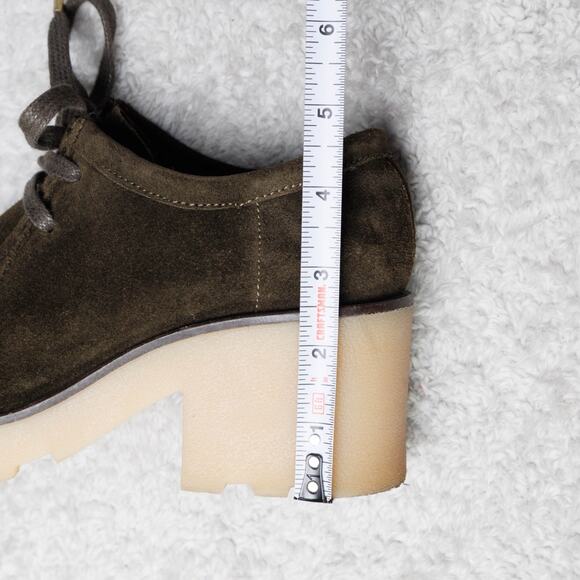 Clarks Original Wallabee Olive Green Suede Block Heeled Shoes Womens 7.5 EU 38 - Picture 8 of 16